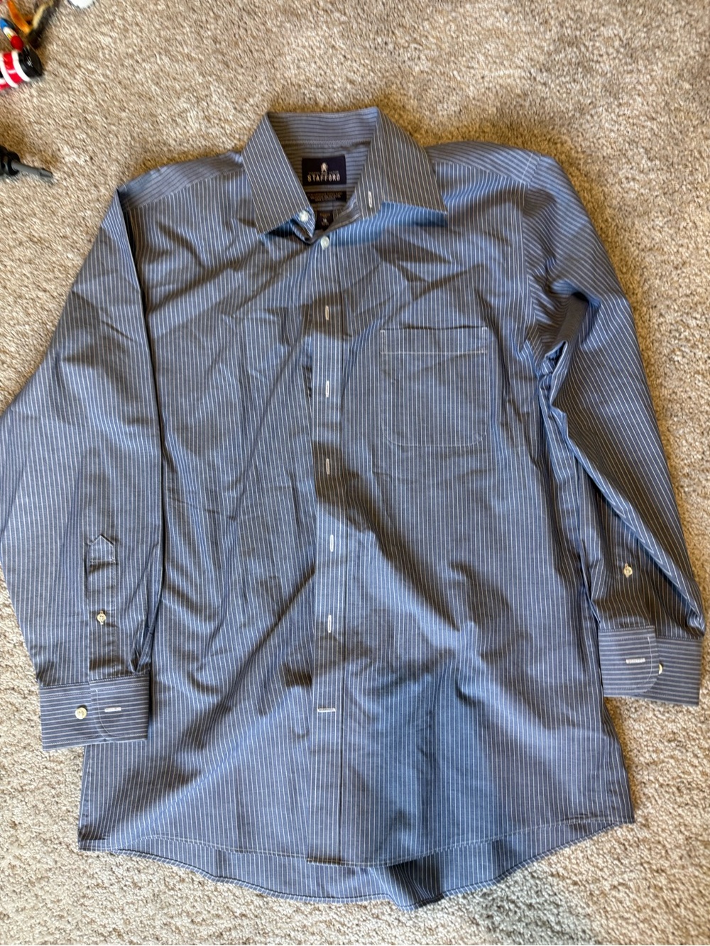 Stafford Men’s Blue Pinstripe Dress Shirt